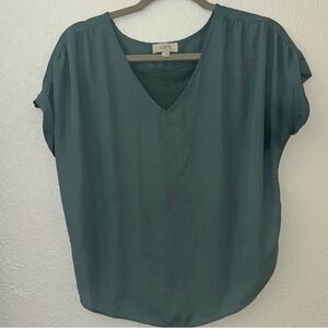 LOFT Green Blue V-Neck Blouse